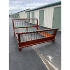 King Size Wrought Iron and Cherry Sleigh Bed Frame