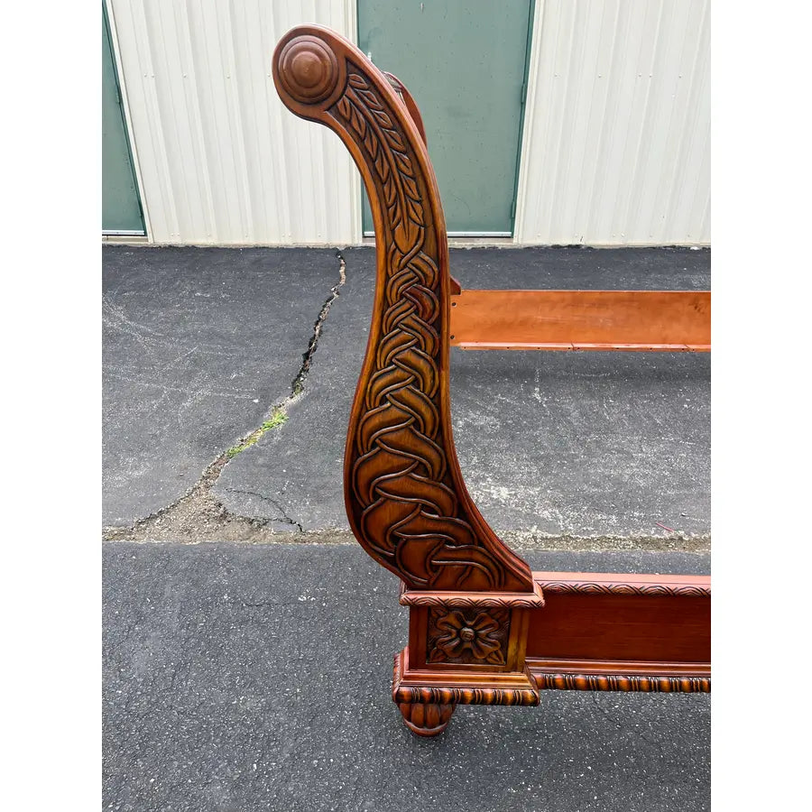King Size Wrought Iron and Cherry Sleigh Bed Frame