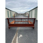 King Size Wrought Iron and Cherry Sleigh Bed Frame