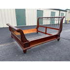 King Size Wrought Iron and Cherry Sleigh Bed Frame
