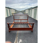 King Size Wrought Iron and Cherry Sleigh Bed Frame