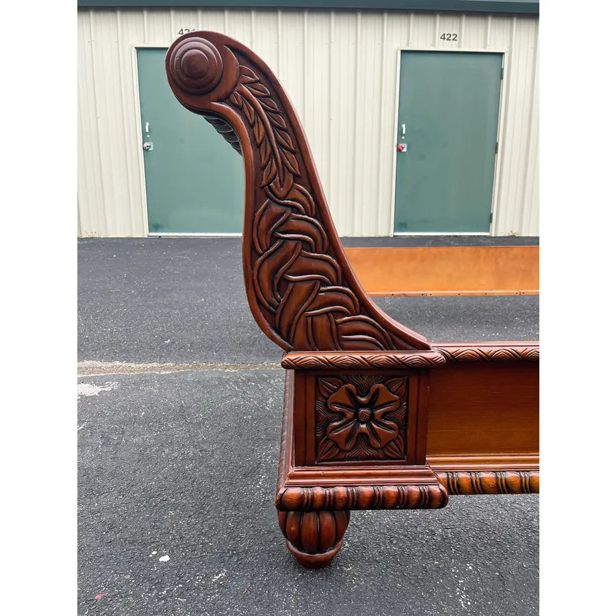 King Size Wrought Iron and Cherry Sleigh Bed Frame