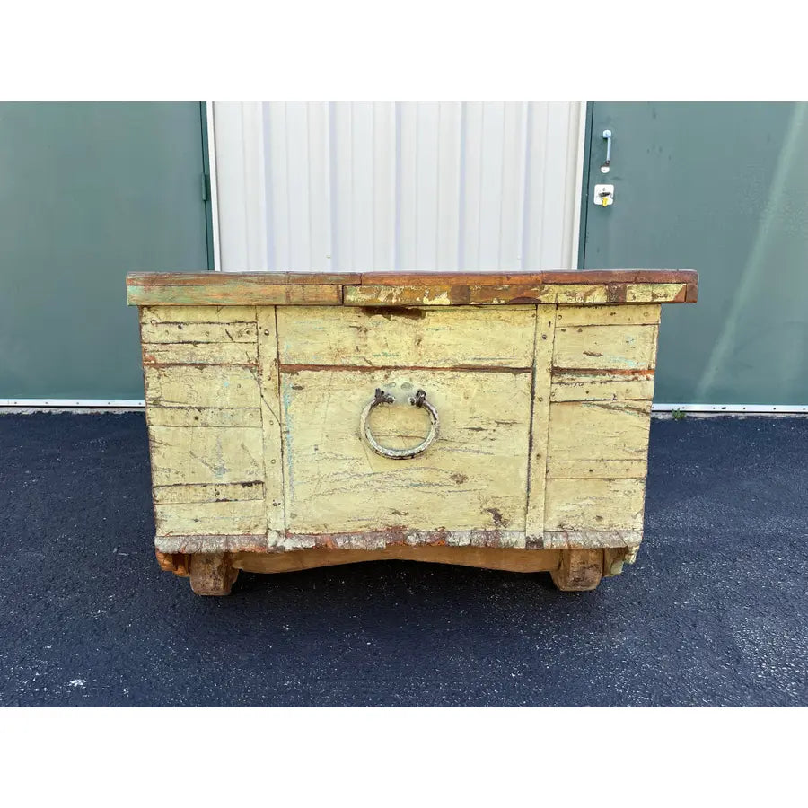 Large American Primitive Oak Trunk Table- Late 1800s