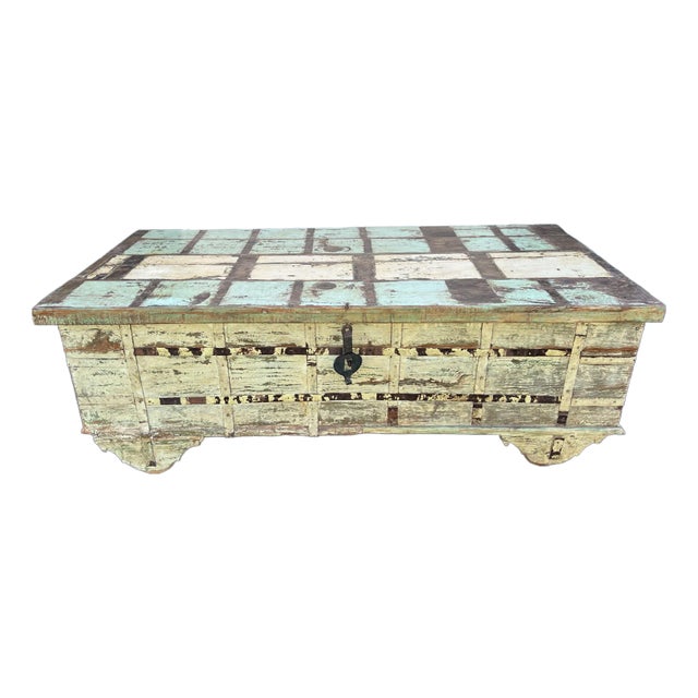 Large American Primitive Oak Trunk Table- Late 1800s