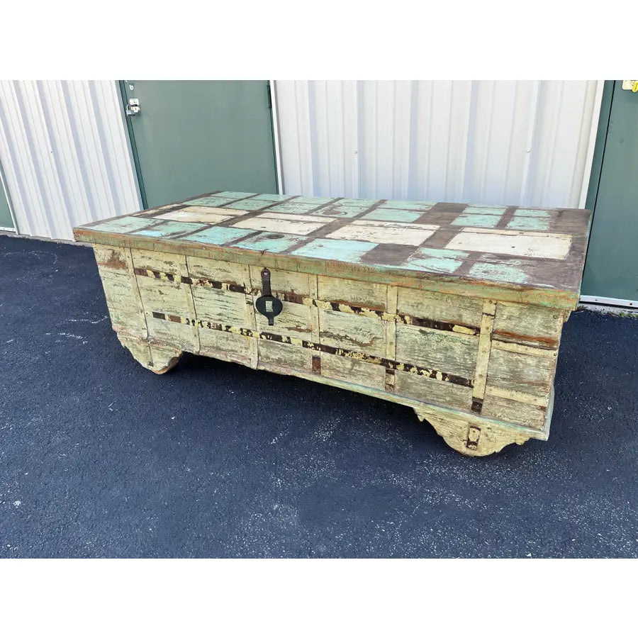 Large American Primitive Oak Trunk Table- Late 1800s