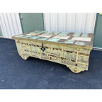 Large American Primitive Oak Trunk Table- Late 1800s