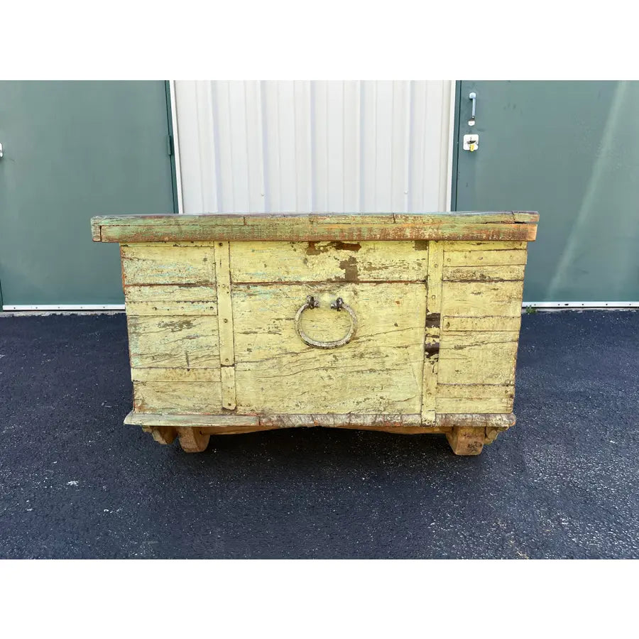 Large American Primitive Oak Trunk Table- Late 1800s