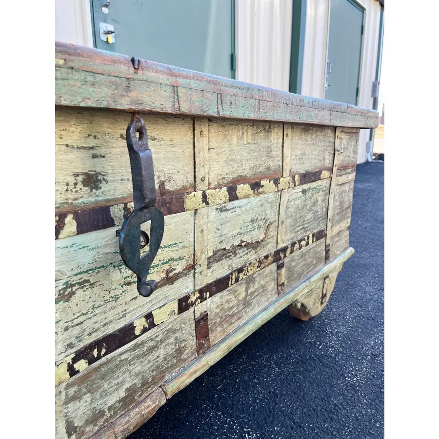 Large American Primitive Oak Trunk Table- Late 1800s