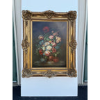 Large Mid 20th Century Floral Still Life, Oil on Canvas in Gold Frame