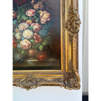 Large Mid 20th Century Floral Still Life, Oil on Canvas in Gold Frame