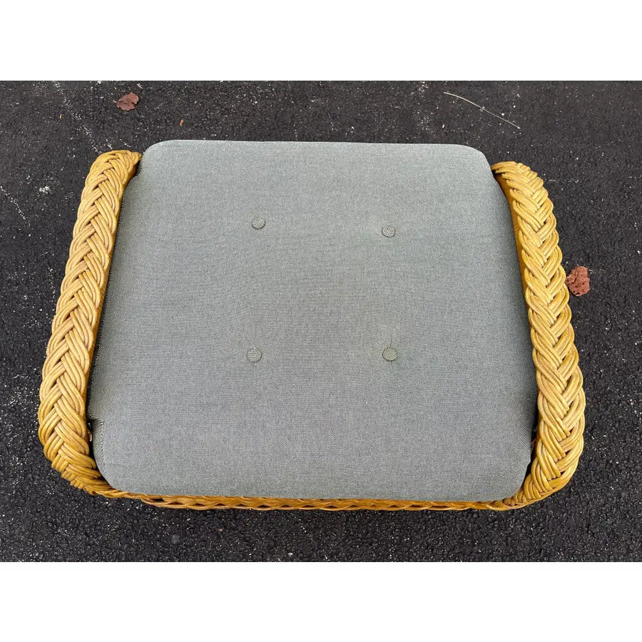 Lexington Casual Braided Woven Coastal Rattan Lounge Chair and Ottoman