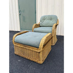 Lexington Casual Braided Woven Coastal Rattan Lounge Chair and Ottoman