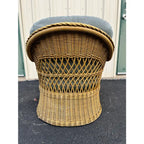 Lexington Casual Braided Woven Coastal Rattan Lounge Chair and Ottoman
