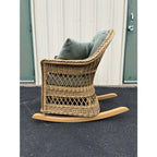 Lexington Casual Braided Woven Coastal Rattan Rocking Chair With Tufted Cushions