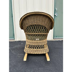 Lexington Casual Braided Woven Coastal Rattan Rocking Chair With Tufted Cushions