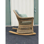 Lexington Casual Braided Woven Coastal Rattan Rocking Chair With Tufted Cushions