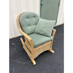 Lexington Casual Braided Woven Coastal Rattan Rocking Chair With Tufted Cushions