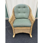 Lexington Casual Braided Woven Coastal Rattan Rocking Chair With Tufted Cushions