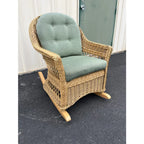 Lexington Casual Braided Woven Coastal Rattan Rocking Chair With Tufted Cushions