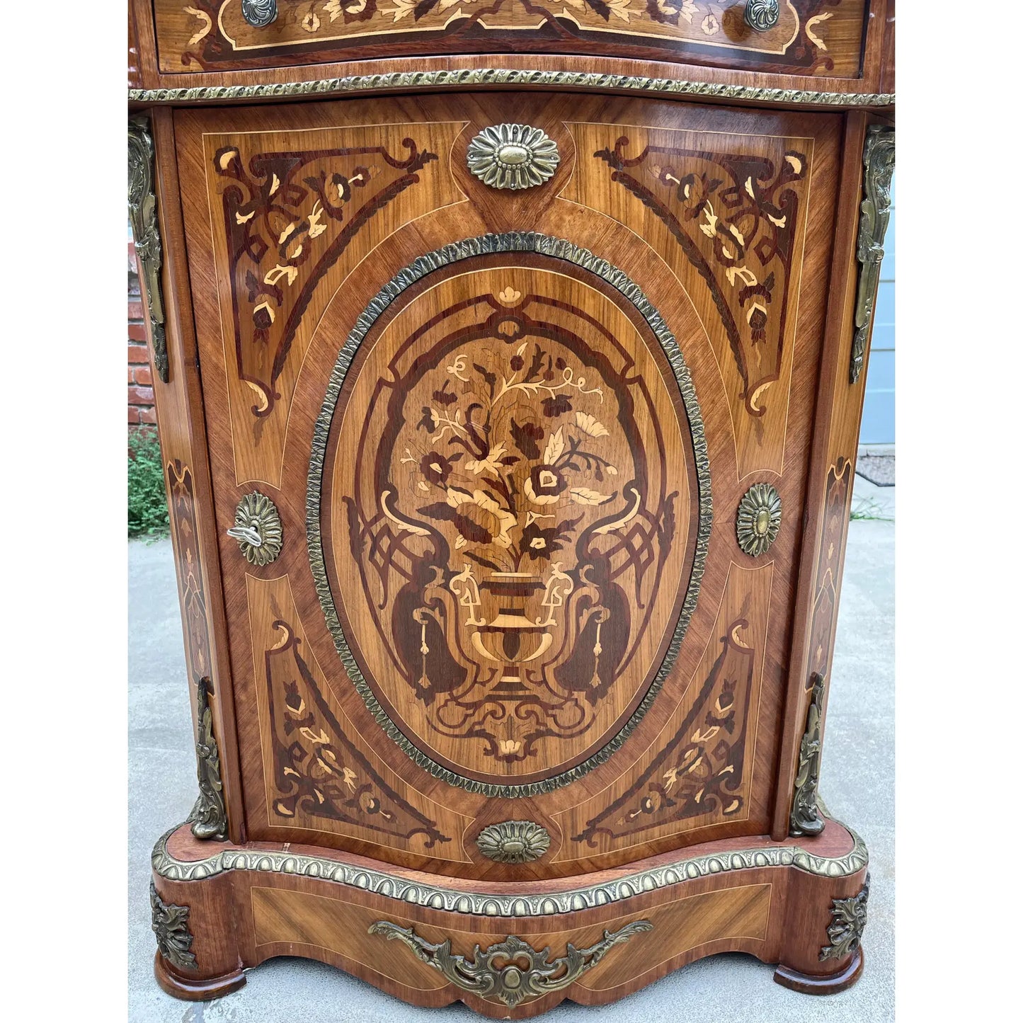 Early French Louis XV Dry Bar Cabinet or Commode- Black Marble Top