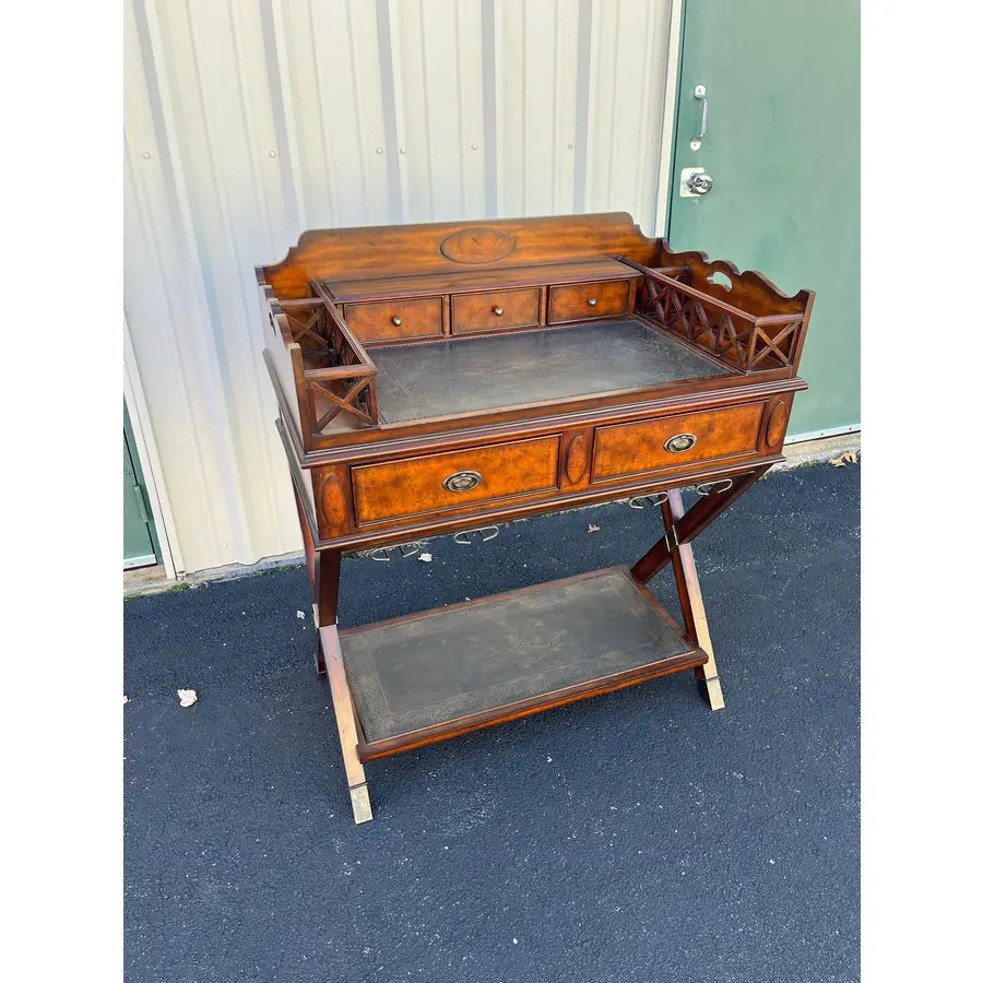 Maitland Smith Mahogany Copper Top Campaign Bar Drink Server