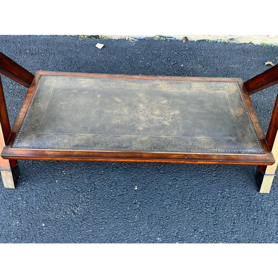 Maitland Smith Mahogany Copper Top Campaign Bar Drink Server