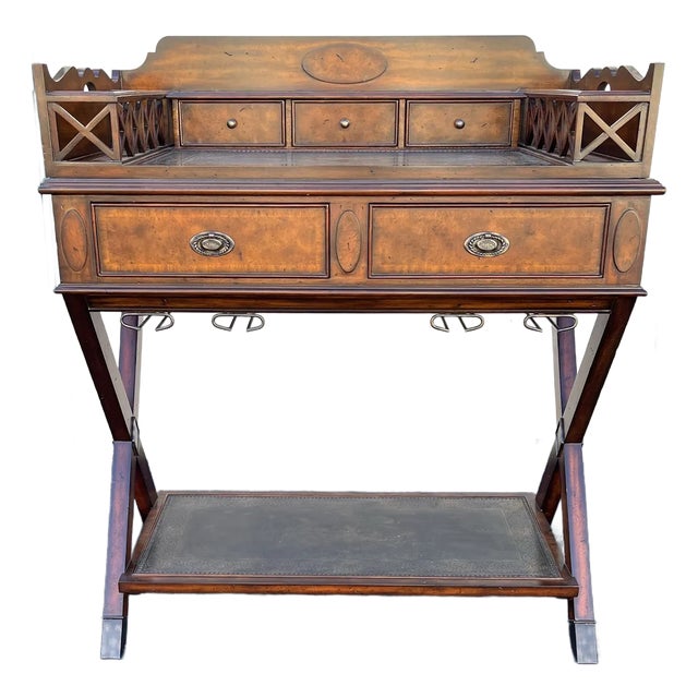 Maitland Smith Mahogany Copper Top Campaign Bar Drink Server