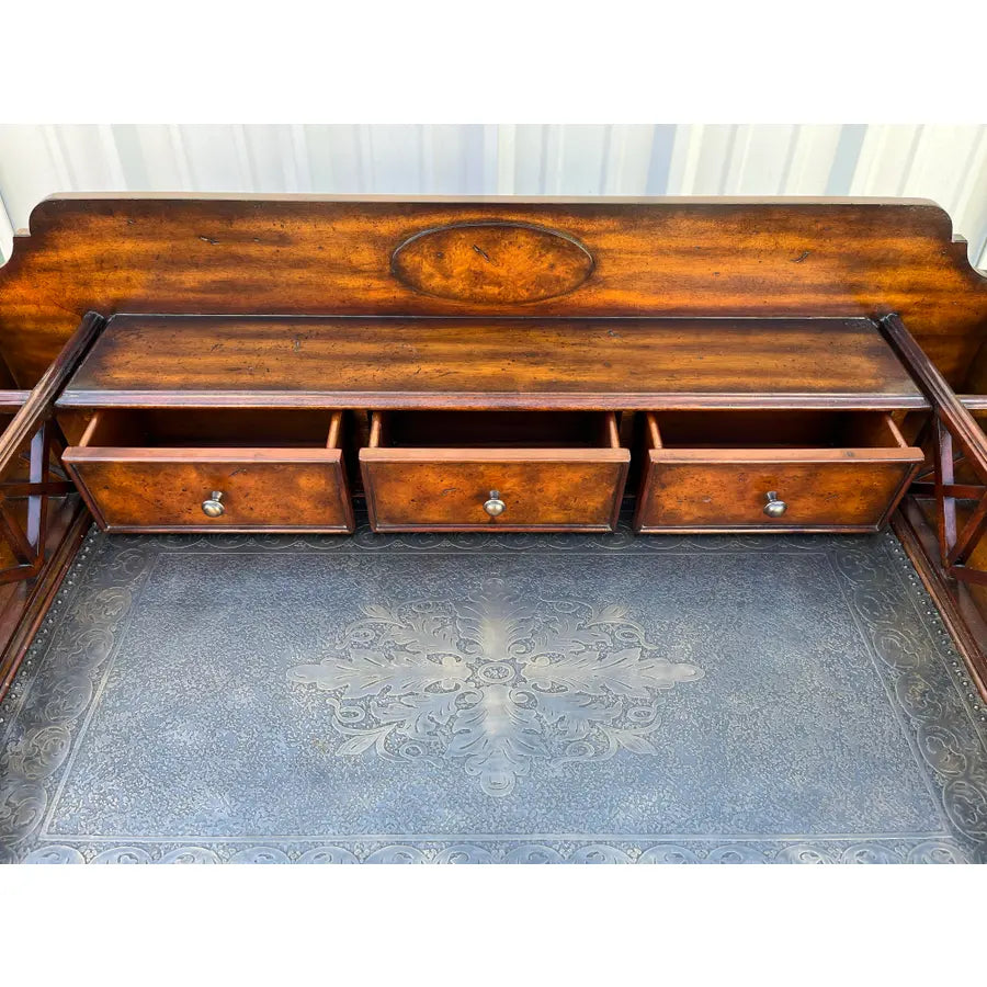 Maitland Smith Mahogany Copper Top Campaign Bar Drink Server