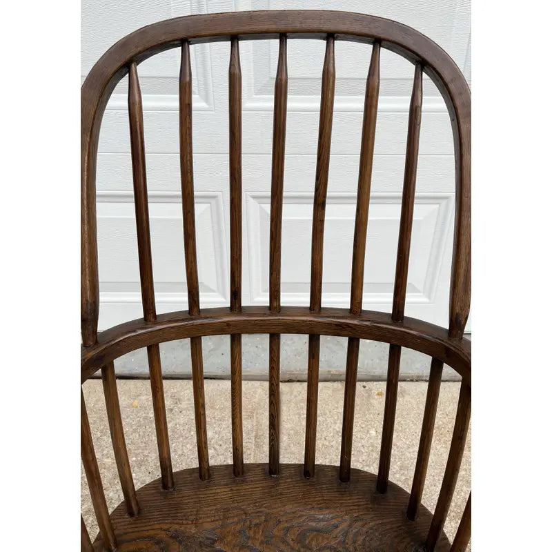 Mid-1800s Antique Oak Windsor Style Arm Chairs- A Pair