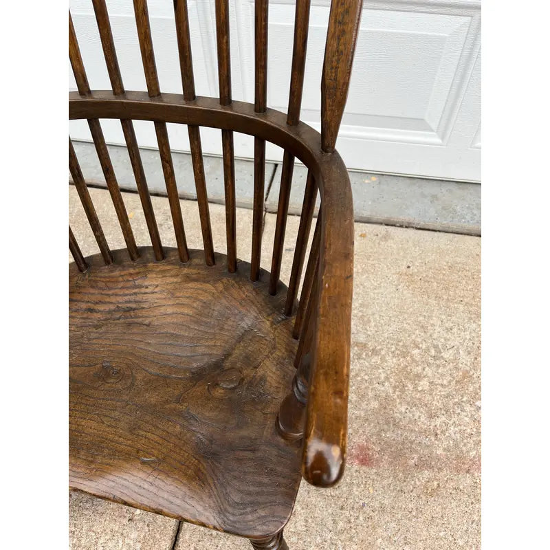 Mid-1800s Antique Oak Windsor Style Arm Chairs- A Pair