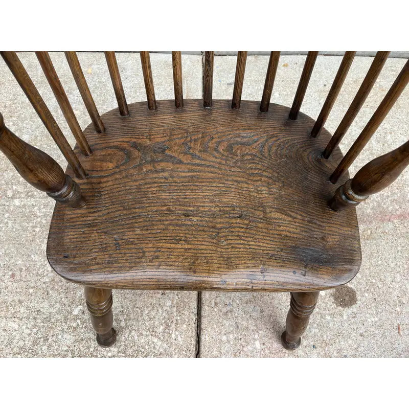 Mid-1800s Antique Oak Windsor Style Arm Chairs- A Pair
