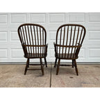 Mid-1800s Antique Oak Windsor Style Arm Chairs- A Pair