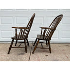 Mid-1800s Antique Oak Windsor Style Arm Chairs- A Pair
