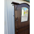 Mid 1800s Early American Tavern Style Oak Hall Tree or Hall Seat