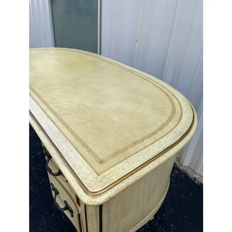Mid 20th Century Sligh Lowry French Provincial Leather Top Curved Writing Desk