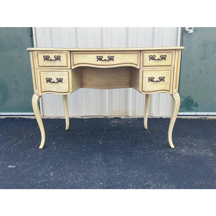 Mid 20th Century Sligh Lowry French Provincial Leather Top Curved Writing Desk