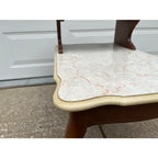 Mid -Century Modern Walnut and Faux Marble Two-Tiered Side End Tables- A Pair