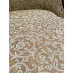 Mid Century Walnut Side Chair in Tufted Honey Gold Damask Upholstery