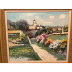 Ming Feng Framed Oil Painting on Canvas 32"- Village Landscape