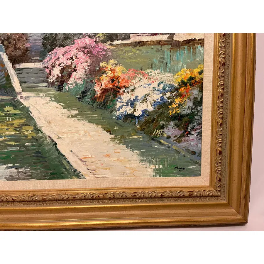 Ming Feng Framed Oil Painting on Canvas 32"- Village Landscape