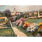 Ming Feng Framed Oil Painting on Canvas 32"- Village Landscape