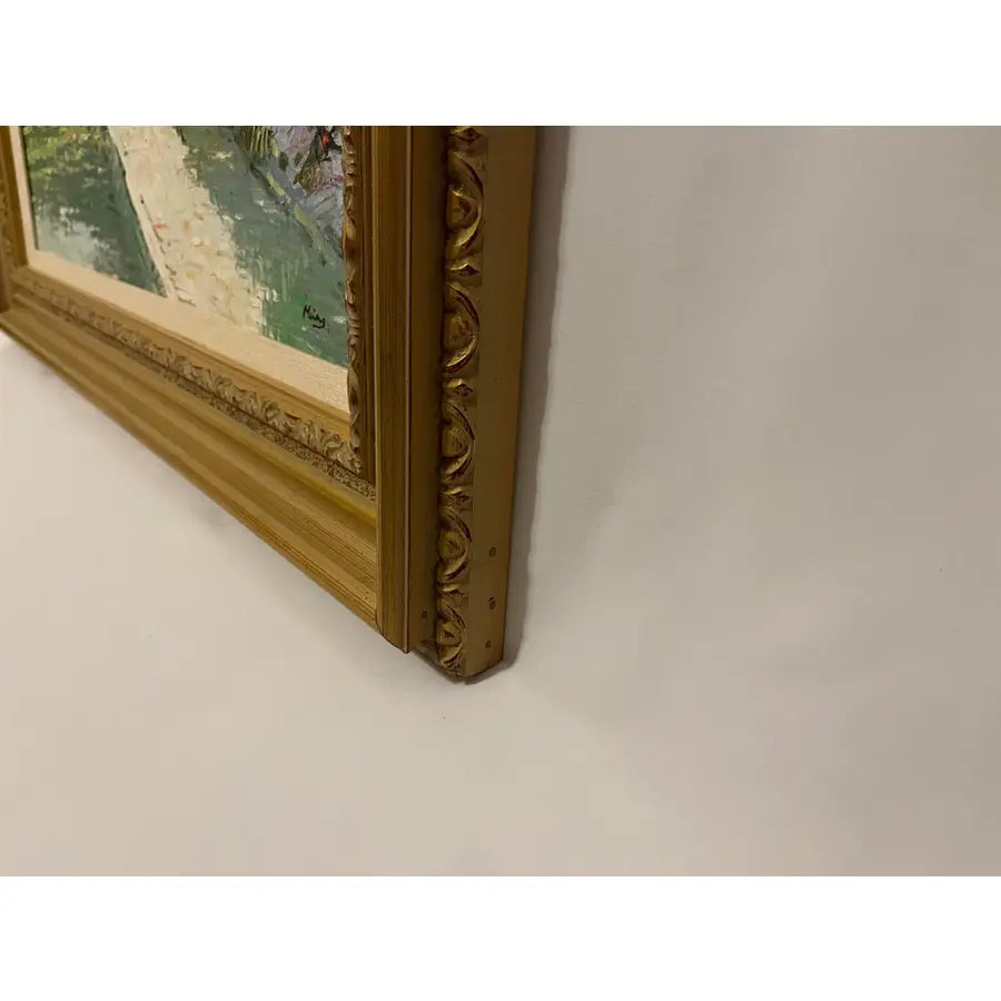 Ming Feng Framed Oil Painting on Canvas 32"- Village Landscape