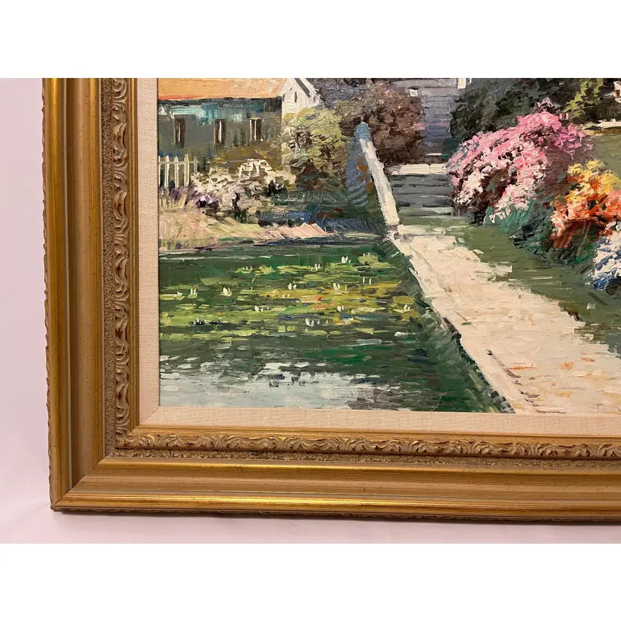 Ming Feng Framed Oil Painting on Canvas 32"- Village Landscape