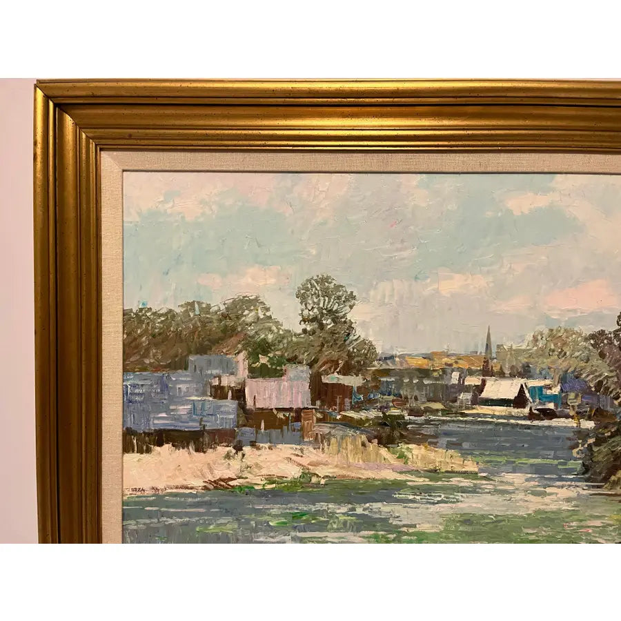 Ming Feng Original Landscape Oil Painting on Canvas 43"- Untitled, Framed