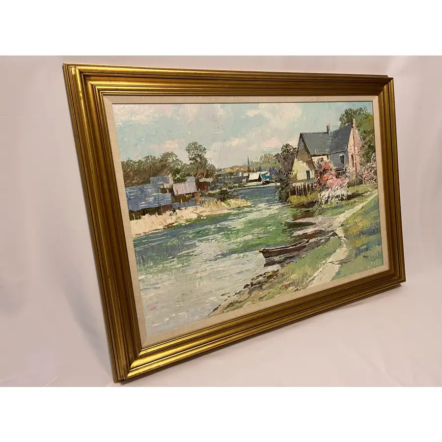 Ming Feng Original Landscape Oil Painting on Canvas 43"- Untitled, Framed