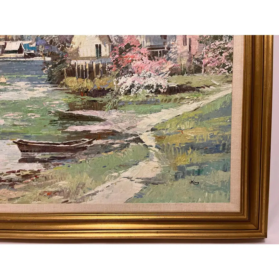 Ming Feng Original Landscape Oil Painting on Canvas 43"- Untitled, Framed