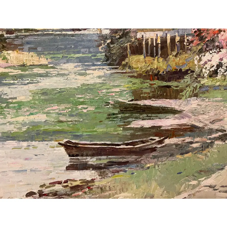 Ming Feng Original Landscape Oil Painting on Canvas 43"- Untitled, Framed