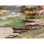 Ming Feng Original Landscape Oil Painting on Canvas 43"- Untitled, Framed