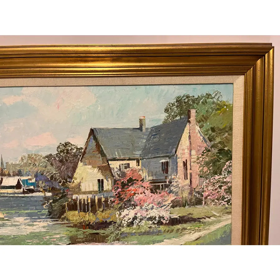 Ming Feng Original Landscape Oil Painting on Canvas 43"- Untitled, Framed