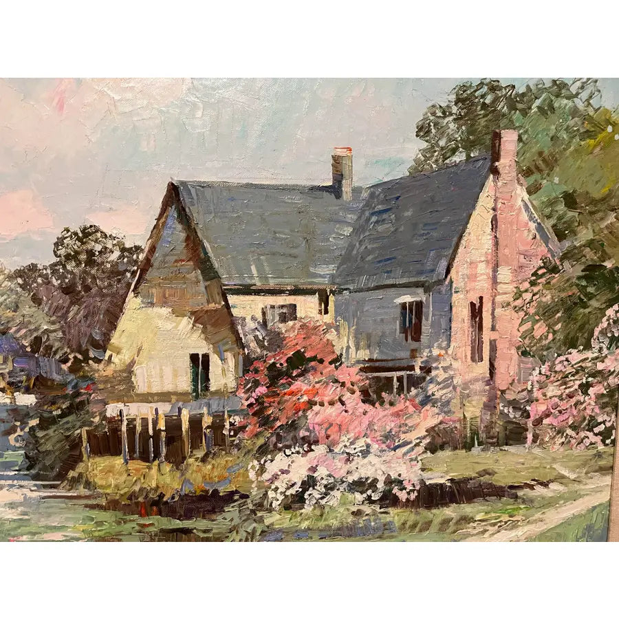 Ming Feng Original Landscape Oil Painting on Canvas 43"- Untitled, Framed